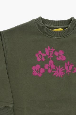 Brushed Cotton OFF FLOWER Crew-neck Sweatshirt
