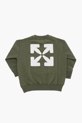 Brushed Cotton OFF FLOWER Crew-neck Sweatshirt
