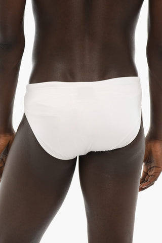 EMPORIO Solid Color Swim Brief with Rhinestone Logo