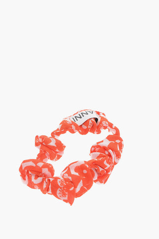 Two-Tone Floral Patterned Scrunchie