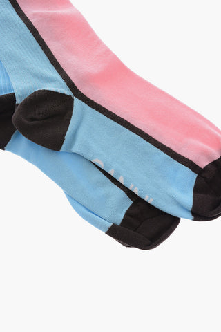 Two-Tone Ribbed Long Socks