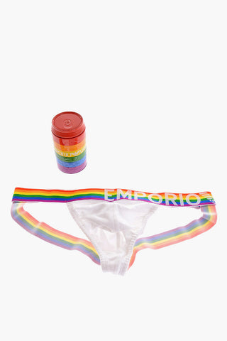 EMPORIO Stretch Cotton Jockstrap with Multicolor Elastic Band