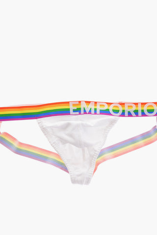 EMPORIO Stretch Cotton Jockstrap with Multicolor Elastic Band