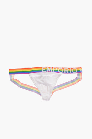 EMPORIO Stretch Cotton Jockstrap with Multicolor Elastic Band