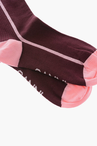 Cotton Blend Long Socks with Contrasting Details