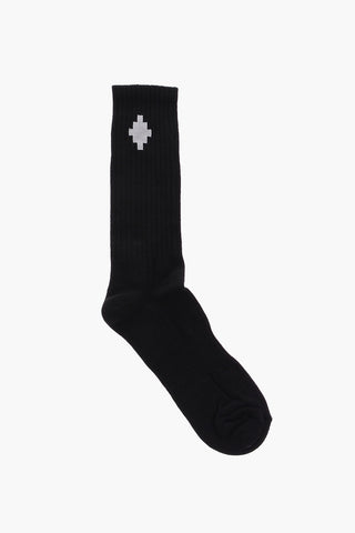 Ribbed Long Socks with Contrasting Logo