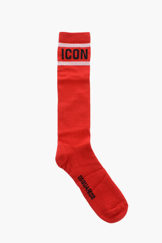 ICON Ribbed Long Socks with Contrasting Details