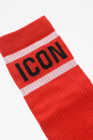 ICON Ribbed Long Socks with Contrasting Details