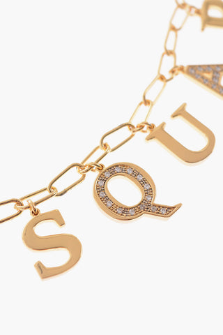Golden Chocker with Rhinestone Embellished Logo Charm