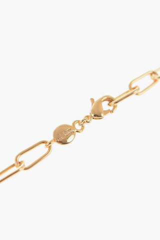 Golden Chocker with Rhinestone Embellished Logo Charm