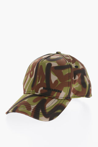 Cappello Baseball in Nylon con Motivo Camo Spray