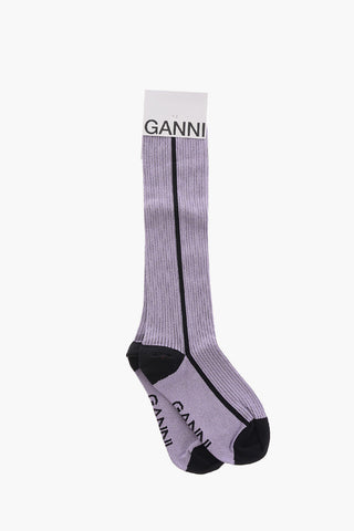 Ribbed Lurex Long Socks