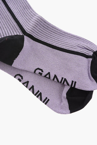 Ribbed Lurex Long Socks