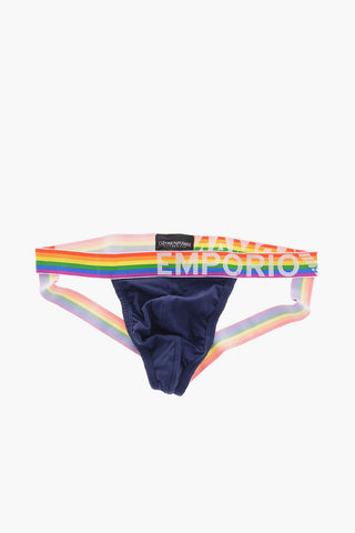 EMPORIO Stretch Cotton Jockstrap with Multicolor Elastic Band