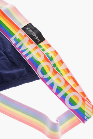 EMPORIO Stretch Cotton Jockstrap with Multicolor Elastic Band