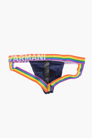 EMPORIO Stretch Cotton Jockstrap with Multicolor Elastic Band