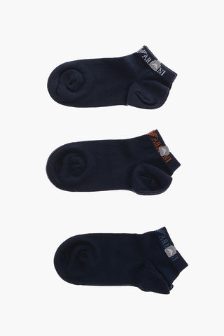 EMPORIO Set 3 Paia di Calzini in Misto Cotone con Logo a Contrasto