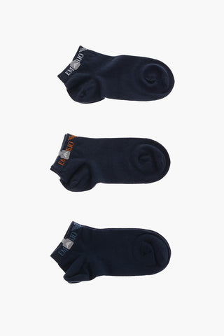 EMPORIO Set 3 Paia di Calzini in Misto Cotone con Logo a Contrasto