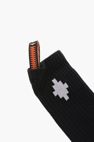 Ribbed Long Socks with Contrasting Logo