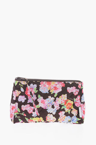 Floral-Motif Pouch with Zip Closure