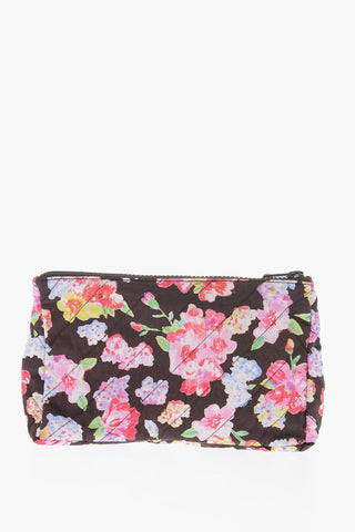 Floral-Motif Pouch with Zip Closure