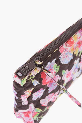 Floral-Motif Pouch with Zip Closure