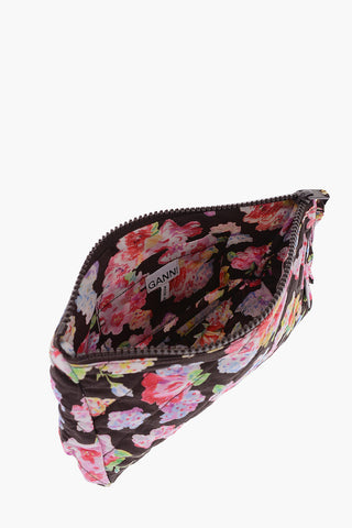 Floral-Motif Pouch with Zip Closure