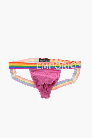 EMPORIO Stretch Cotton Jockstrap with Multicolor Elastic Band