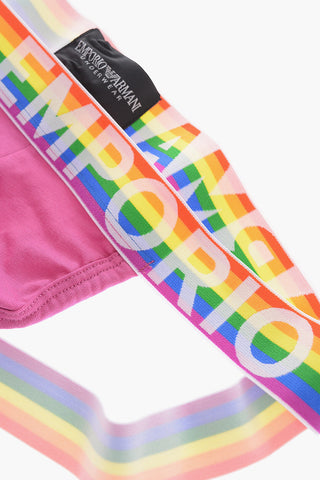 EMPORIO Stretch Cotton Jockstrap with Multicolor Elastic Band