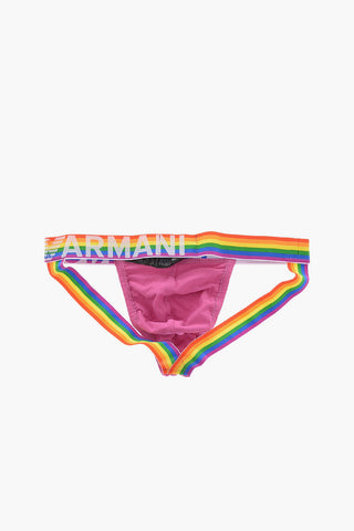 EMPORIO Stretch Cotton Jockstrap with Multicolor Elastic Band