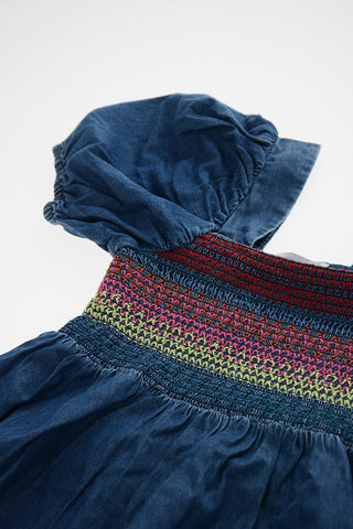 Puffed Sleeve Denim Dress