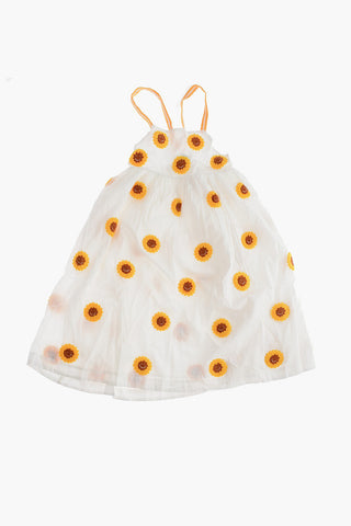 Sunflowers Embroidered Flared Dress