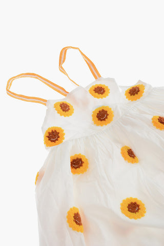 Sunflowers Embroidered Flared Dress