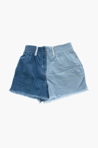 Shorts in Denim con Elastico in Vita