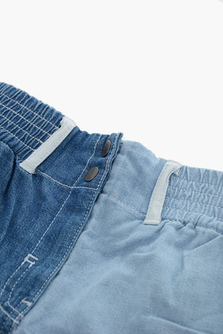 Shorts in Denim con Elastico in Vita