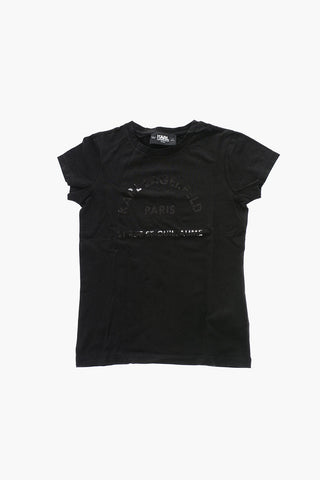 T-Shirt Girocollo in Tinta Unita con Logo Stampato
