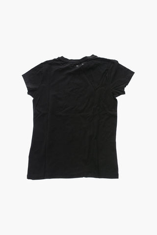 T-Shirt Girocollo in Tinta Unita con Logo Stampato