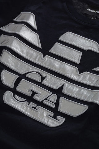 EMPORIO T-shirt Girocollo con Ricamo Logo Argentato