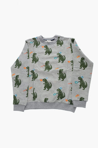 Dinosaurs Printed Brushed Cotton Crew-neck Sweatshirt