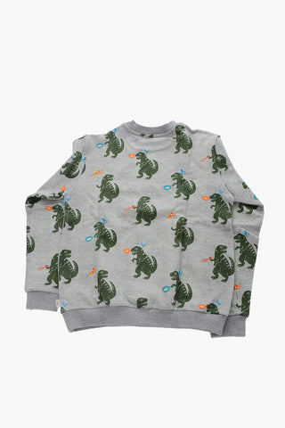 Dinosaurs Printed Brushed Cotton Crew-neck Sweatshirt