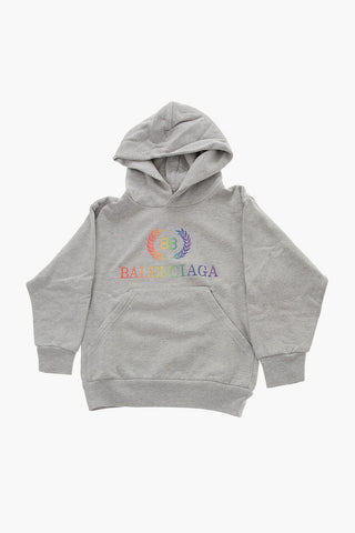 Rainbow Logo Embroidered Fleeced-Cotton Hoodie
