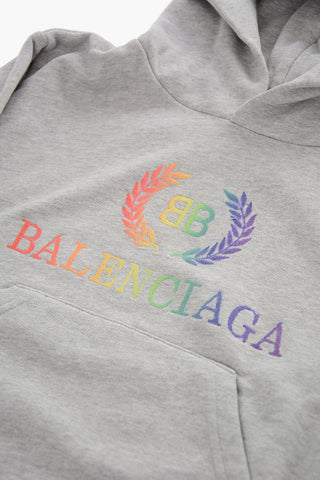 Rainbow Logo Embroidered Fleeced-Cotton Hoodie