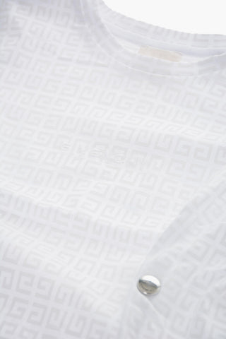 T-Shirt Girocollo con Stampa Monogram all Over e Bottoni a Pressione