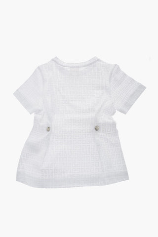 T-Shirt Girocollo con Stampa Monogram all Over e Bottoni a Pressione