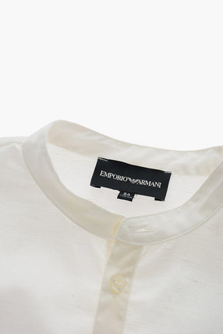 EMPORIO Mandarin Collar Solid Color Shirt with Breast Pocket