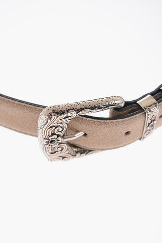 Cintura in Suede con Fibbia Decorata