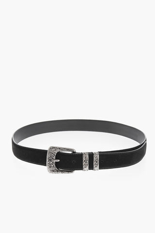 Cintura in Suede con Fibbia Decorata