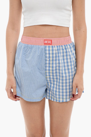 Checked Cotton UNISEX Boxer-Shorts with Drawstring Waist