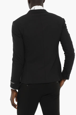 Side Vents Peak Lapel Skinny Fit 2-Button Blazer