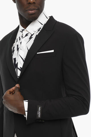 Side Vents Peak Lapel Skinny Fit 2-Button Blazer